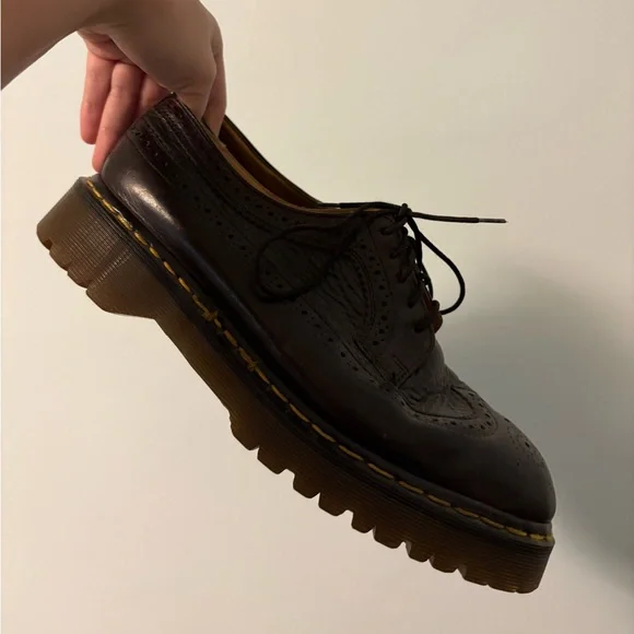 Vintage 1990s Dr. Martens Black and Brown Leather Wingtips  display picture 2